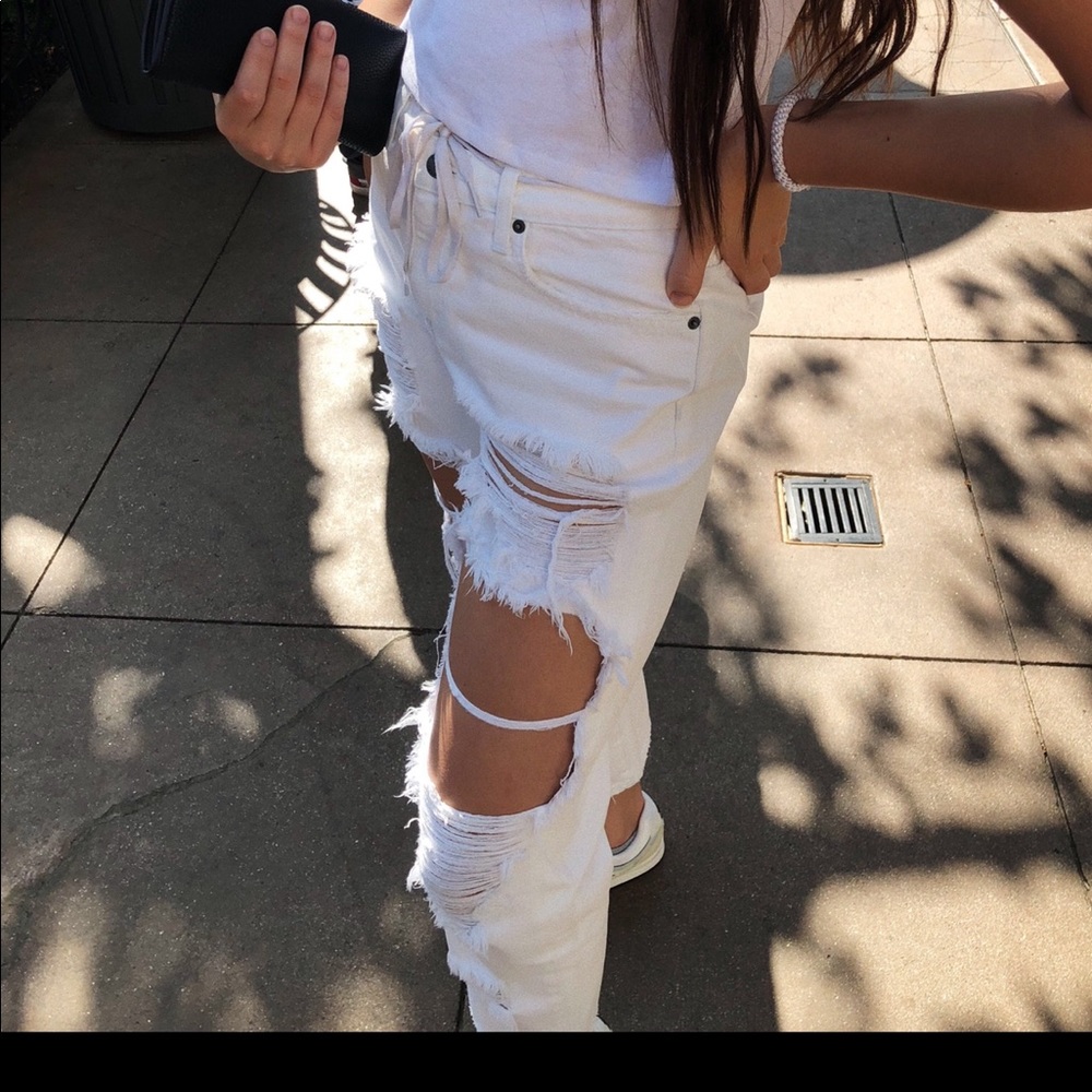 LF white jeans